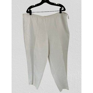 Eileen Fisher White Linen Cotton Casual Pants Site Zipper Tapered Leg Size XLarg